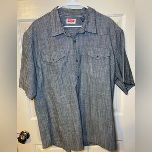 Wrangler Shirt Mens Grey Flex for Comfort Short Sleeve‎ Button Up 2XL